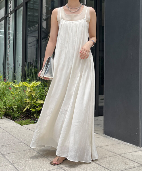 DOUDOU ベージュ キャミワンピース 38 DOUDOU ベージュ キャミワンピース 38 WEB限定】バイカラー