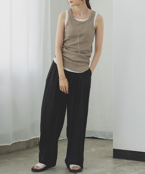 hunch（ハンチ）の「接触冷感タックストレートパンツ（その他パンツ・レディース・ブラック/カーキブラウン/サンドベージュ・FREE）」の9枚目の写真