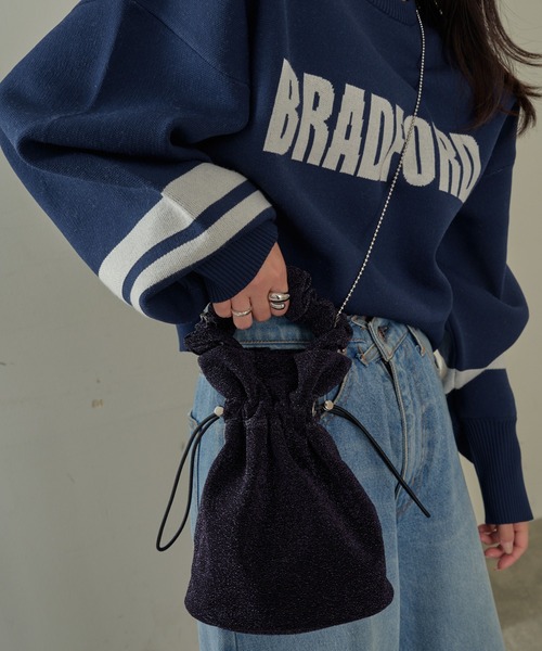 CIAOPANIC TYPY（チャオパニックティピー）の「ハンドルギャザーラメニットBAG（ショルダーバッグ・レディース・ピンク/パープル/ゴールド/ネイビー/シルバー・ONE SIZE）」の7枚目の写真