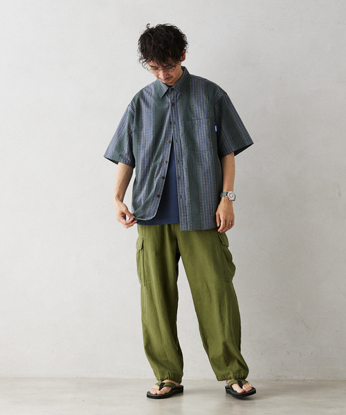 GERRY（ジェリー）の「GERRY／ジェリー 別注 切替チェック半袖シャツ（シャツ/ブラウス・メンズ・ブルー系その他/カーキ/マスタード・LARGE/MEDIUM）」の7枚目の写真