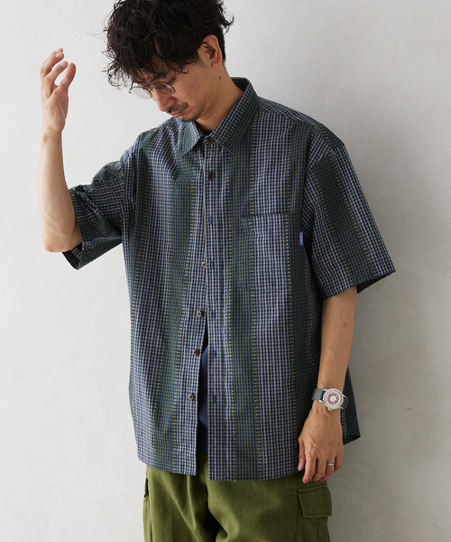 GERRY（ジェリー）の「GERRY／ジェリー 別注 切替チェック半袖シャツ（シャツ/ブラウス・メンズ・ブルー系その他/カーキ/マスタード・LARGE/MEDIUM）」の11枚目の写真