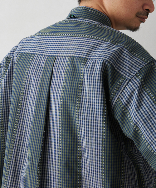 GERRY（ジェリー）の「GERRY／ジェリー 別注 切替チェック半袖シャツ（シャツ/ブラウス・メンズ・ブルー系その他/カーキ/マスタード・LARGE/MEDIUM）」の17枚目の写真