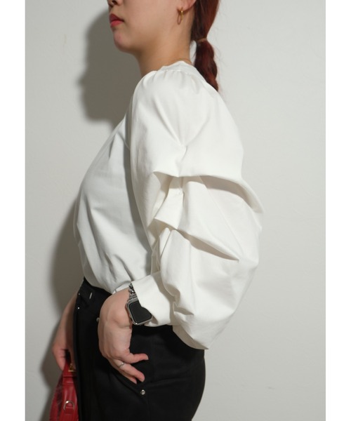 palm RICHE（ポームリシュ）の「デザインスリーブTOPS（Tシャツ/カットソー・レディース・オフホワイト/ブラック・M）」の20枚目の写真