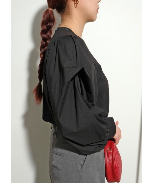 palm RICHE（ポームリシュ）の「デザインスリーブTOPS（Tシャツ/カットソー・レディース・オフホワイト/ブラック・M）」の11枚目の写真