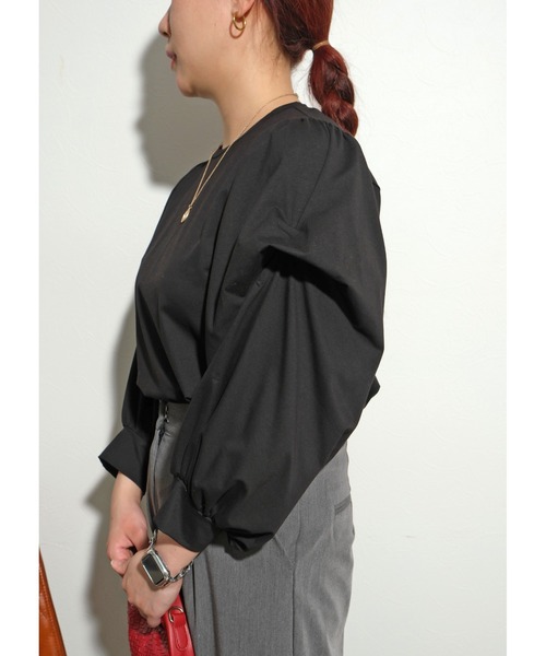 palm RICHE（ポームリシュ）の「デザインスリーブTOPS（Tシャツ/カットソー・レディース・オフホワイト/ブラック・M）」の14枚目の写真