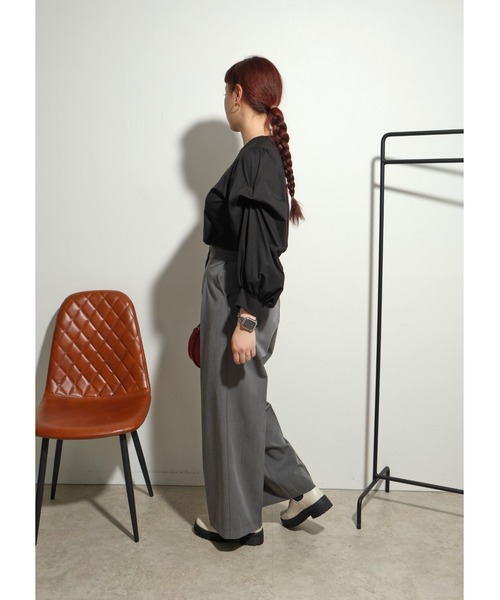 palm RICHE（ポームリシュ）の「デザインスリーブTOPS（Tシャツ/カットソー・レディース・オフホワイト/ブラック・M）」の9枚目の写真