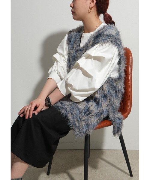 palm RICHE（ポームリシュ）の「デザインスリーブTOPS（Tシャツ/カットソー・レディース・オフホワイト/ブラック・M）」の6枚目の写真
