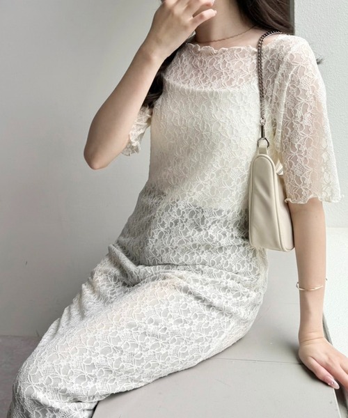 one after another NICE CLAUP(ワンアフターアナザーナイスクラップ)の「【OTONA NICE】レースロングワンピース(ワンピース・レディース・アイボリー/ブラック・FREE)」の17枚目の写真