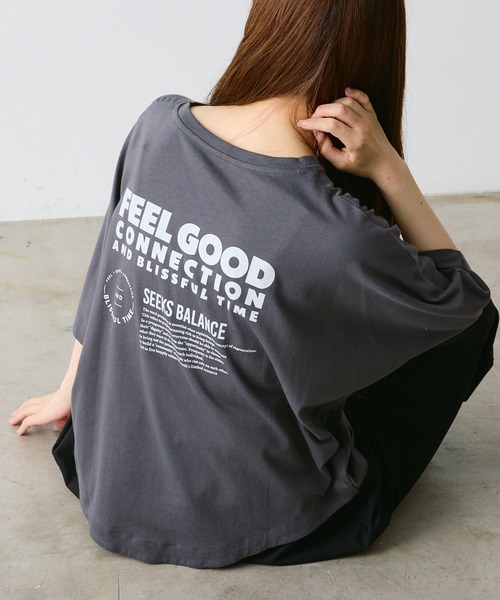 FEEL GOOD CONNECTION AND BLISSFUL TIME(フィールグッドコネクションアンドブリスフルタイム)の「【F&B】オーガニックコットンハーフスリーブT(Tシャツ/カットソー・レディース・オフホワイト/チャコールグレー・FREE)」の2枚目の写真