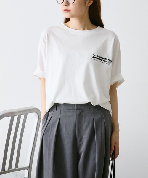 FEEL GOOD CONNECTION AND BLISSFUL TIME(フィールグッドコネクションアンドブリスフルタイム)の「【F&B】オーガニックコットンハーフスリーブT(Tシャツ/カットソー・レディース・オフホワイト/チャコールグレー・FREE)」の11枚目の写真
