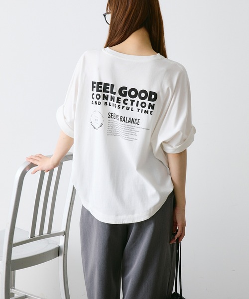 FEEL GOOD CONNECTION AND BLISSFUL TIME(フィールグッドコネクションアンドブリスフルタイム)の「【F&B】オーガニックコットンハーフスリーブT(Tシャツ/カットソー・レディース・オフホワイト/チャコールグレー・FREE)」の6枚目の写真