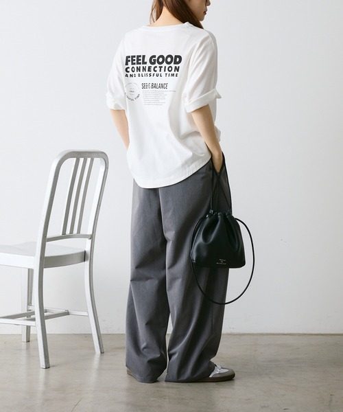 FEEL GOOD CONNECTION AND BLISSFUL TIME(フィールグッドコネクションアンドブリスフルタイム)の「【F&B】オーガニックコットンハーフスリーブT(Tシャツ/カットソー・レディース・オフホワイト/チャコールグレー・FREE)」の10枚目の写真