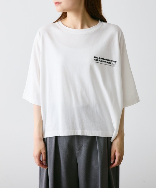 FEEL GOOD CONNECTION AND BLISSFUL TIME(フィールグッドコネクションアンドブリスフルタイム)の「【F&B】オーガニックコットンハーフスリーブT(Tシャツ/カットソー・レディース・オフホワイト/チャコールグレー・FREE)」の21枚目の写真