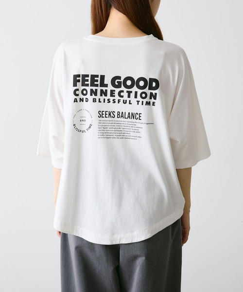 FEEL GOOD CONNECTION AND BLISSFUL TIME(フィールグッドコネクションアンドブリスフルタイム)の「【F&B】オーガニックコットンハーフスリーブT(Tシャツ/カットソー・レディース・オフホワイト/チャコールグレー・FREE)」の12枚目の写真