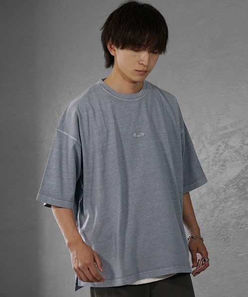 シー Tシャツ カットソー 半袖 プルオーバー 刺繍 オーバーサイズ F グレー MinoriTY】ヴィンテージロゴ刺繍Tシャツ 半袖TEE メンズ カットソー