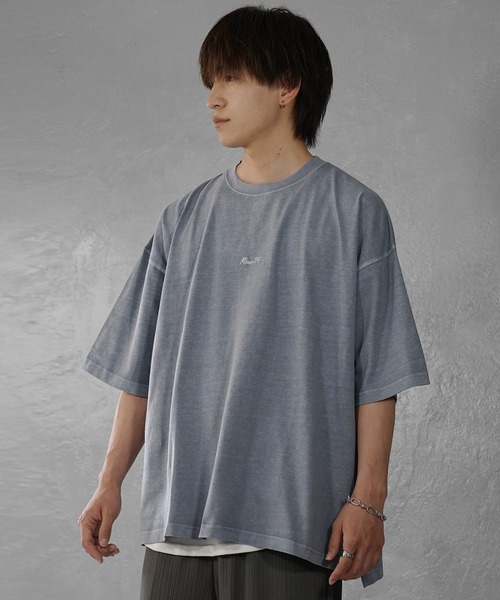 MinoriTY(マイノリティ)の「【MinoriTY】ヴィンテージロゴ刺繍Tシャツ 半袖TEE メンズ カットソー ビッグシルエット オーバーサイズ ルーズフィット 夏服(Tシャツ/カットソー・メンズ・ブラック/ブルー・S/L/M)」の4枚目の写真
