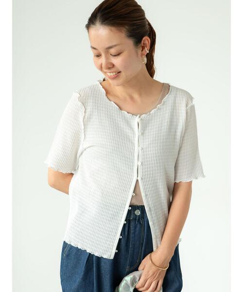 Lugnoncure（ルノンキュール）の「ジャカード柄メローカットカーディガン（その他トップス・レディース・イエロー/オフホワイト/ブラウン/ブラック・F）」の2枚目の写真