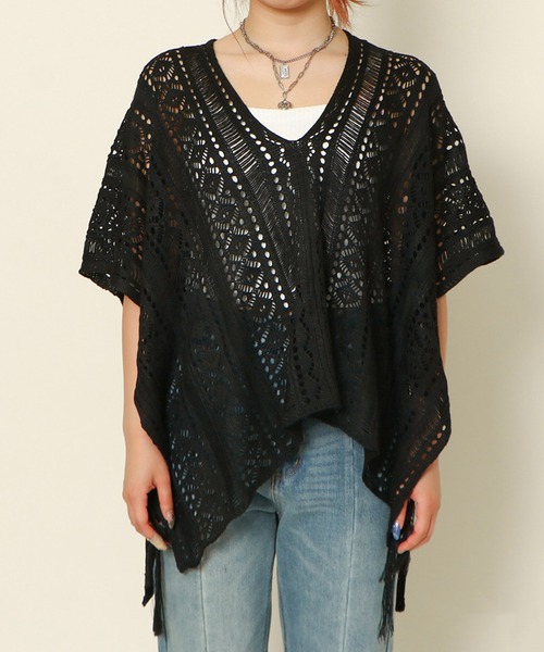 GORGE(ゴージ)の「《透かし編み×モモンガシルエット》レディース ニットプルオーバー 体型カバー 春夏秋(その他トップス・レディース・ブラック/ベージュ/アイボリー/グリーン/ボルドー・F)」の2枚目の写真
