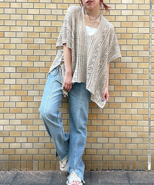 GORGE(ゴージ)の「《透かし編み×モモンガシルエット》レディース ニットプルオーバー 体型カバー 春夏秋(その他トップス・レディース・ブラック/ベージュ/アイボリー/グリーン/ボルドー・F)」の17枚目の写真