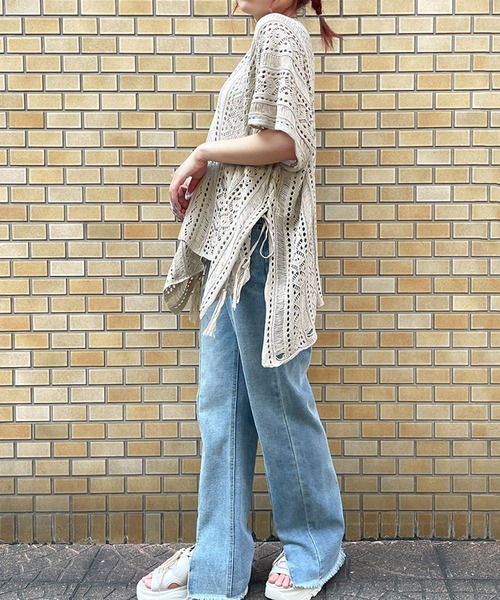 GORGE(ゴージ)の「《透かし編み×モモンガシルエット》レディース ニットプルオーバー 体型カバー 春夏秋(その他トップス・レディース・ブラック/ベージュ/アイボリー/グリーン/ボルドー・F)」の18枚目の写真