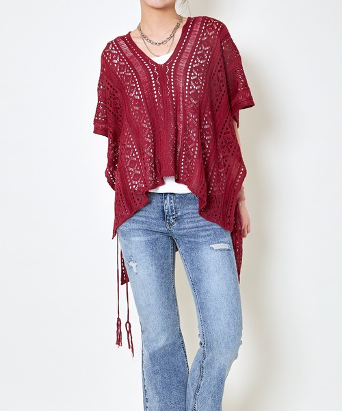 GORGE(ゴージ)の「《透かし編み×モモンガシルエット》レディース ニットプルオーバー 体型カバー 春夏秋(その他トップス・レディース・ブラック/ベージュ/アイボリー/グリーン/ボルドー・F)」の6枚目の写真