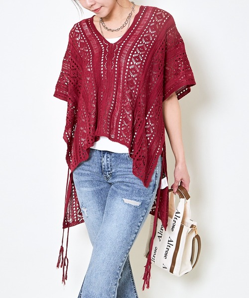 GORGE(ゴージ)の「《透かし編み×モモンガシルエット》レディース ニットプルオーバー 体型カバー 春夏秋(その他トップス・レディース・ブラック/ベージュ/アイボリー/グリーン/ボルドー・F)」の7枚目の写真