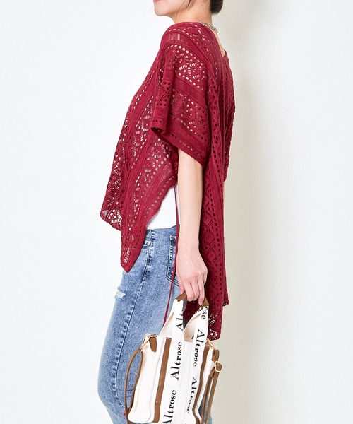 GORGE(ゴージ)の「《透かし編み×モモンガシルエット》レディース ニットプルオーバー 体型カバー 春夏秋(その他トップス・レディース・ブラック/ベージュ/アイボリー/グリーン/ボルドー・F)」の8枚目の写真