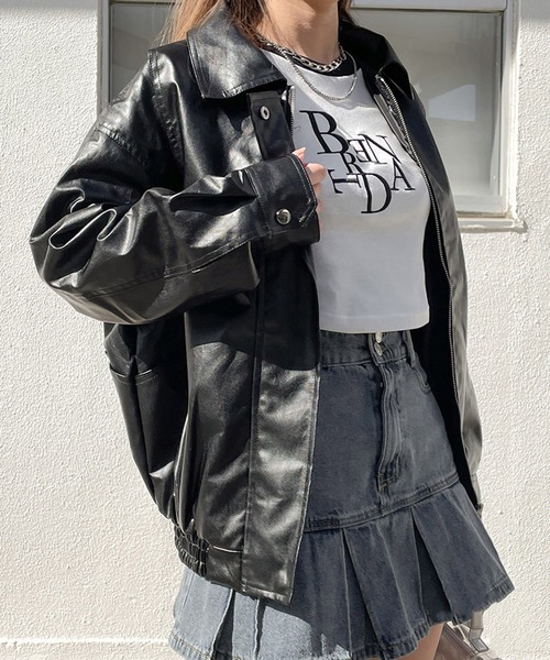 GORGE（ゴージ）の「《着回し力◎》レディース フェイクレザー ZIP ブルゾン 羽織り アウター 春秋冬（ブルゾン・レディース・ブラック・F）」の8枚目の写真