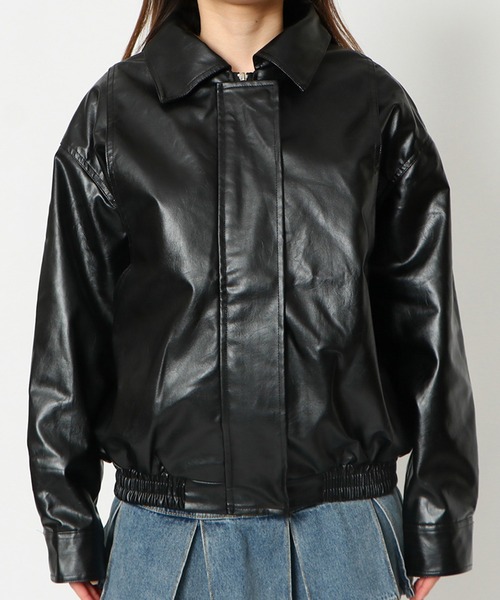 GORGE（ゴージ）の「《着回し力◎》レディース フェイクレザー ZIP ブルゾン 羽織り アウター 春秋冬（ブルゾン・レディース・ブラック・F）」の7枚目の写真
