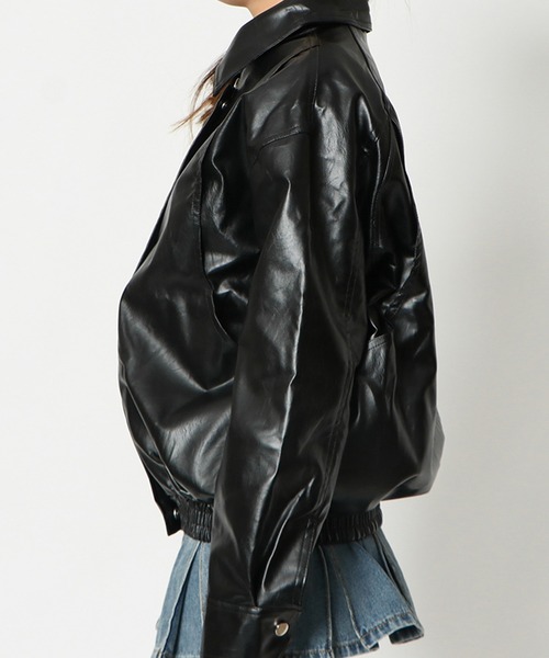 GORGE（ゴージ）の「《着回し力◎》レディース フェイクレザー ZIP ブルゾン 羽織り アウター 春秋冬（ブルゾン・レディース・ブラック・F）」の6枚目の写真