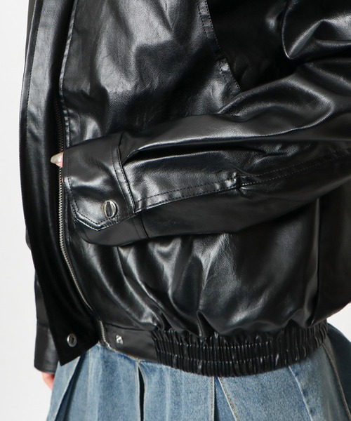 GORGE（ゴージ）の「《着回し力◎》レディース フェイクレザー ZIP ブルゾン 羽織り アウター 春秋冬（ブルゾン・レディース・ブラック・F）」の2枚目の写真