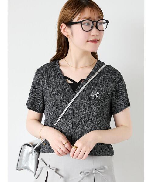 ehka sopo（エヘカソポ）の「◎ラメ刺繍カーディガン（カーディガン/ボレロ・レディース・ブラック/ピンク/グリーン/キナリ・F）」の3枚目の写真