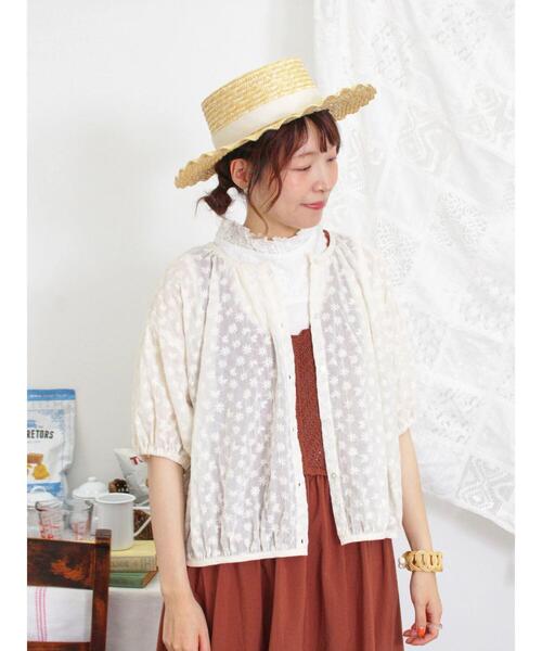 Samansa Mos2(サマンサ モスモス)の「シアー刺繍ブラウス(シャツ/ブラウス・レディース・オフホワイト/ブラック/モカ・F)」の1枚目の写真