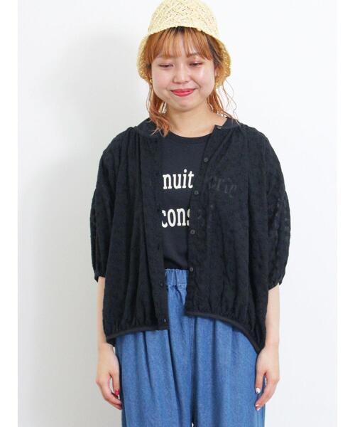 Samansa Mos2(サマンサ モスモス)の「シアー刺繍ブラウス(シャツ/ブラウス・レディース・オフホワイト/ブラック/モカ・F)」の5枚目の写真