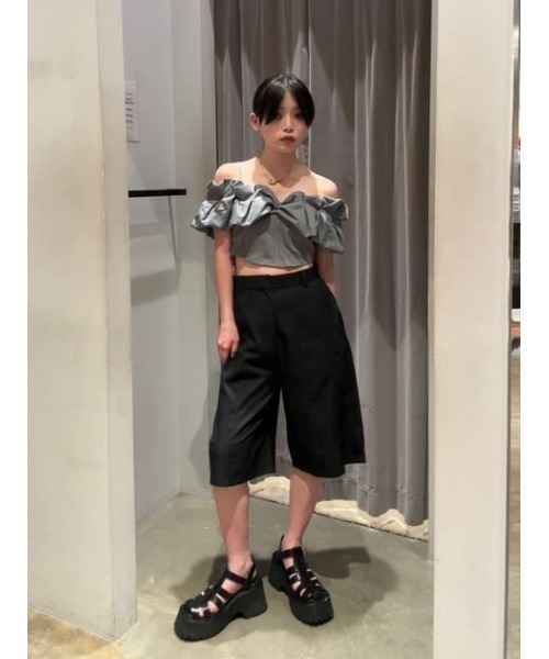 SLY（スライ）の「BALLON SLEEVE CAMI BUSTIER バルーン スリーブ キャミ ビスチェ（キャミソール・レディース・グレー/ブラック/マルチ・FREE）」の16枚目の写真