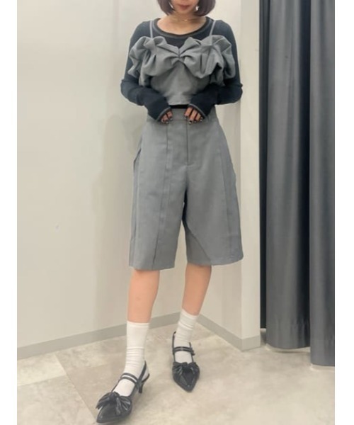 SLY（スライ）の「BALLON SLEEVE CAMI BUSTIER バルーン スリーブ キャミ ビスチェ（キャミソール・レディース・グレー/ブラック/マルチ・FREE）」の19枚目の写真