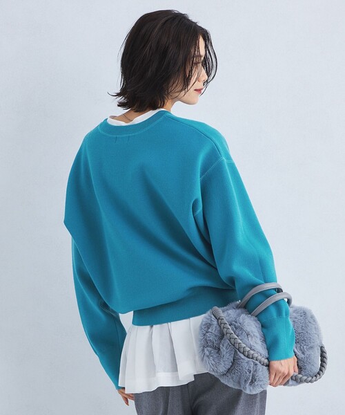 green label relaxing（グリーンレーベルリラクシング）の「W/AC パフニット クルーネック プルオーバー -ウォッシャブル-（ニット/セーター・レディース・ブラック/ライトピンク/オフホワイト/ダークグレー/コバルトブルー・FREE）」の6枚目の写真