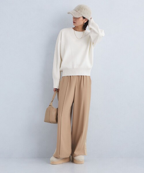 green label relaxing（グリーンレーベルリラクシング）の「W/AC パフニット クルーネック プルオーバー -ウォッシャブル-（ニット/セーター・レディース・ブラック/ライトピンク/オフホワイト/ダークグレー/コバルトブルー・FREE）」の9枚目の写真