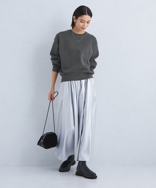 green label relaxing（グリーンレーベルリラクシング）の「W/AC パフニット クルーネック プルオーバー -ウォッシャブル-（ニット/セーター・レディース・ブラック/ライトピンク/オフホワイト/ダークグレー/コバルトブルー・FREE）」の14枚目の写真