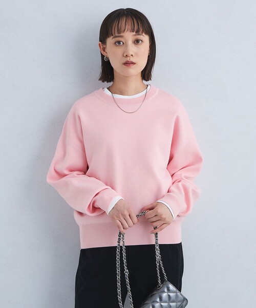 green label relaxing（グリーンレーベルリラクシング）の「W/AC パフニット クルーネック プルオーバー -ウォッシャブル-（ニット/セーター・レディース・ブラック/ライトピンク/オフホワイト/ダークグレー/コバルトブルー・FREE）」の15枚目の写真