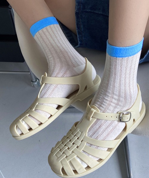 IRADOWL（アイラドール）の「カラフルラインミディ丈ソックス（ソックス/靴下・レディース・ネイビー/パープル/ブルー/ピンク/イエロー/グリーン・FREE）」の7枚目の写真