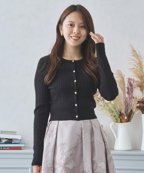 ミッシュマッシュ MISCH MASCH 【2024秋冬新作】ケーブルクロップドカーデ/MM438404 （BLACK） セール】□2024秋冬新作□ケーブルクロップドカーデ/MM438404