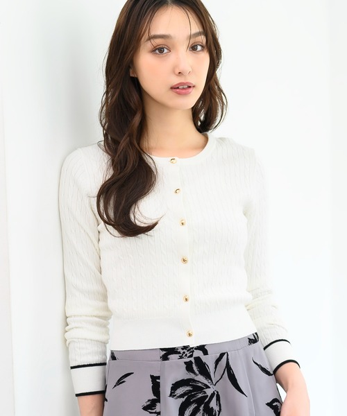 MISCH MASCH(ミッシュマッシュ)の「ケーブルクロップドカーデ/MM438404(カーディガン/ボレロ・レディース・イエロー/ホワイト/ブラック・フリ-)」の19枚目の写真