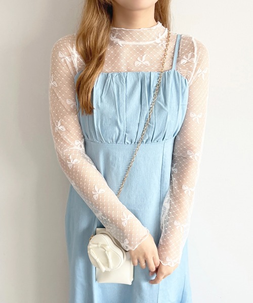 セール】【apres jour mimi】フリンジデニムキャミワンピース