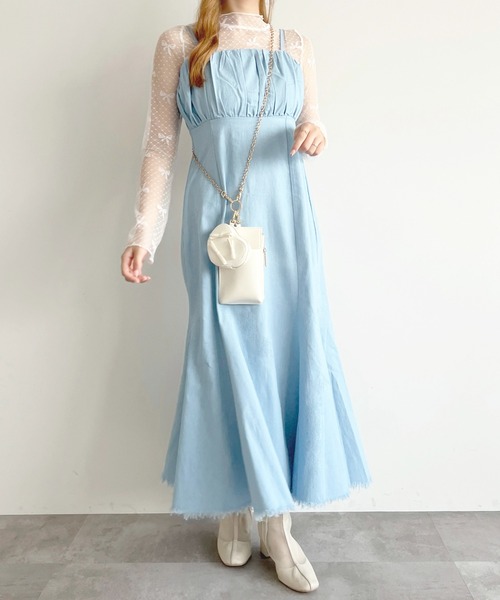 apres jour（アプレジュール）の「【apres jour mimi】フリンジデニムキャミワンピース【ZOZOTOWN限定アイテム】（ワンピース・レディース・インディゴブルー/ライトブルー/ブラック・X-LARGE/フリー）」の15枚目の写真