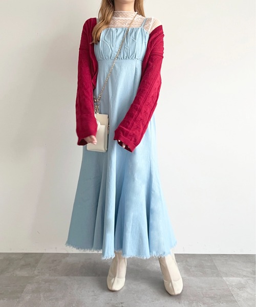 apres jour（アプレジュール）の「【apres jour mimi】フリンジデニムキャミワンピース【ZOZOTOWN限定アイテム】（ワンピース・レディース・インディゴブルー/ライトブルー/ブラック・X-LARGE/フリー）」の19枚目の写真
