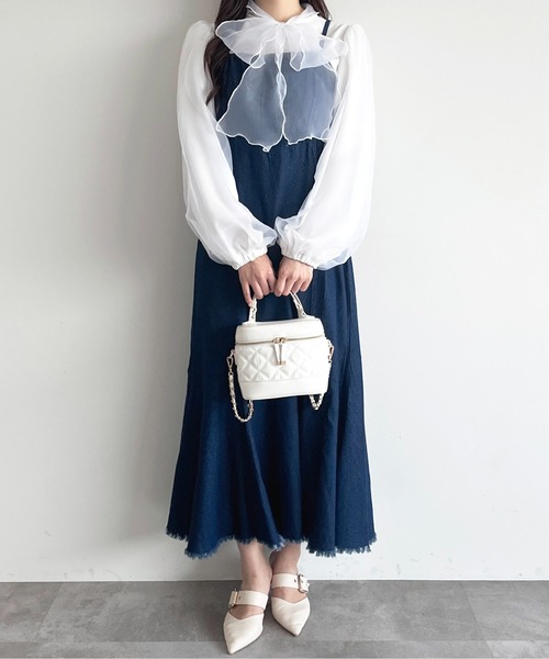 セール】【apres jour mimi】フリンジデニムキャミワンピース