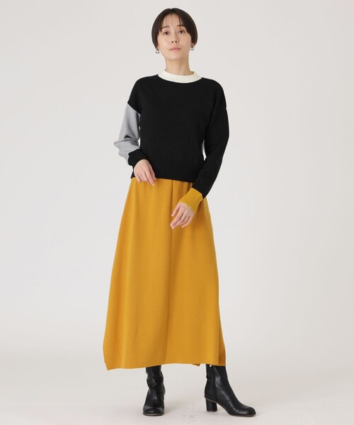 CAST:(キャストコロン)の「【1枚で着映える/セットアップ】デザインニットスカート(スカート・レディース・イエロー系その他6/グレー系その他2・S/M)」の4枚目の写真