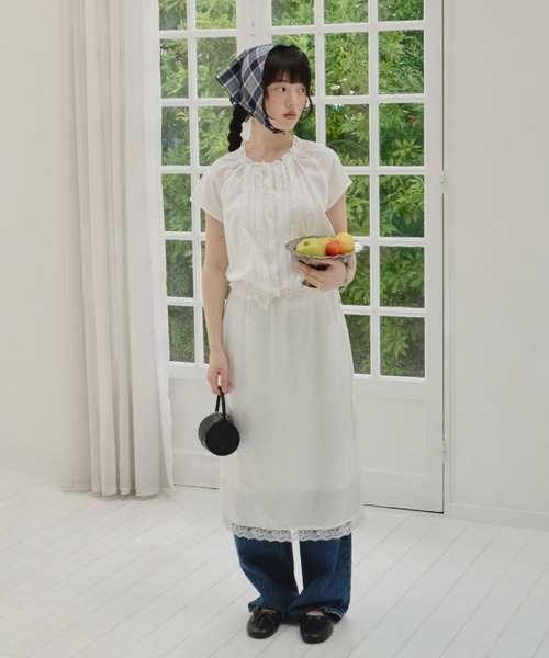 crushed satin lace skirt クラッシュサテンレーススカート GIUNON スカート crushed satin lace skirt / クラッシュサテンレース