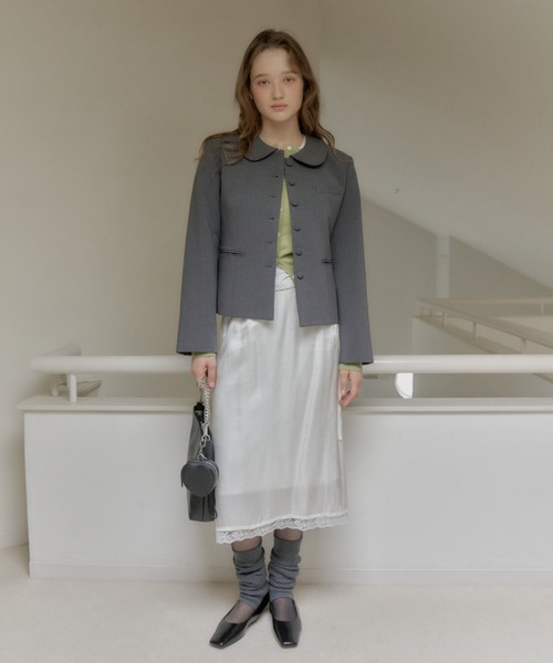 crushed satin lace skirt / クラッシュサテンレーススカート